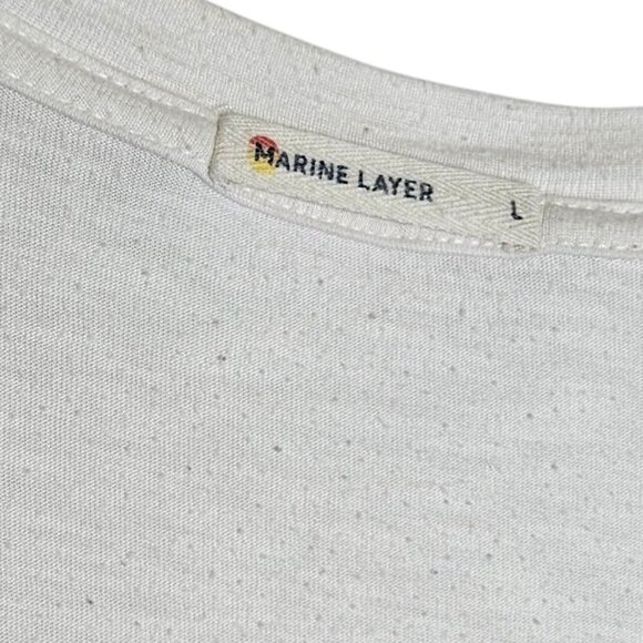 Marine Layer Womens White V-Neck T-Shirt Made In California Supima Cotton Staple - Picture 4 of 9